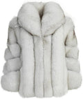 Women Autumn Winter Real Coat Warm Natural Fur Jacket Turn-Down Collar Warm Overcoat