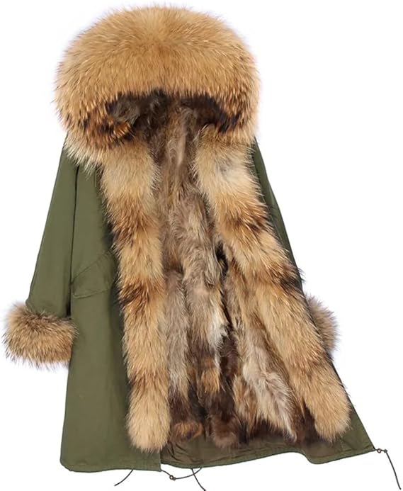 Winter Jacket Fashion Long Furry Parkas Womens Furry Coat Big Furry Collar Hooded Outerwear Casual Overcoat