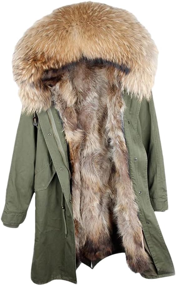 Winter Jacket Fashion Long Furry Parkas Womens Furry Coat Big Furry Collar Hooded Outerwear Casual Overcoat
