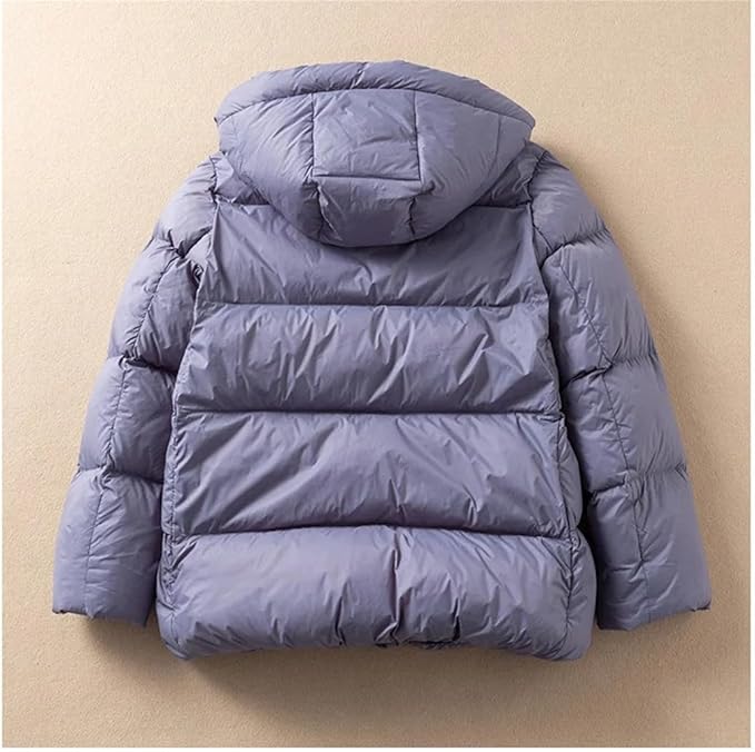 Women Light Hooded Warm Puffer Jacket White Duck Down Soft Coat Casual Bread Short Outwear