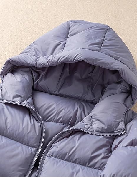 Women Light Hooded Warm Puffer Jacket White Duck Down Soft Coat Casual Bread Short Outwear
