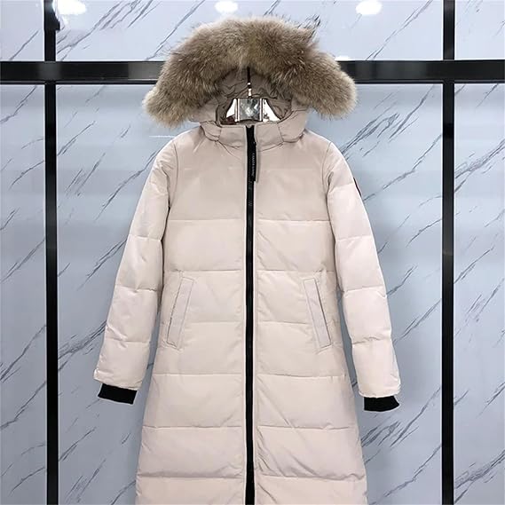 Canadian Down Jacket Women Long Coat Parka White Goose Down Hooded Jacket
